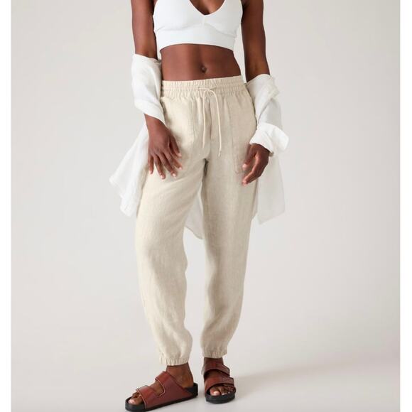 Athleta Pants - Athleta Retreat Linen Jogger Pants In Natural Size XL New